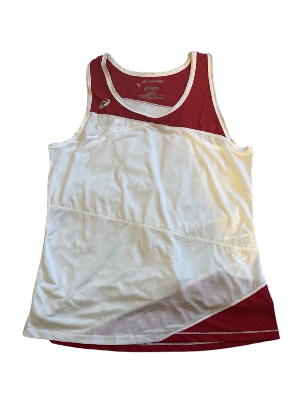 Asics Women Gunlap Singlet Tank Top Jersey Motion Dry Red White Size Large new